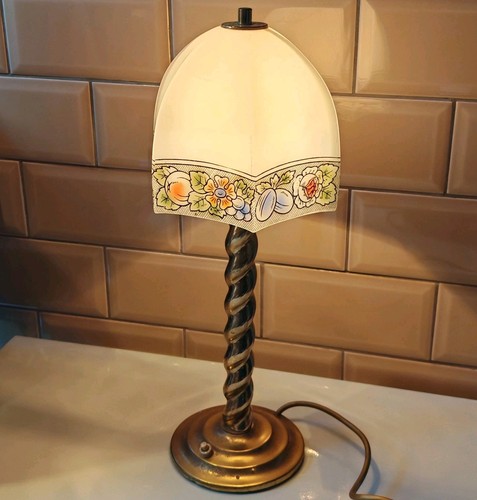 Vintage glass brass - lamp, with